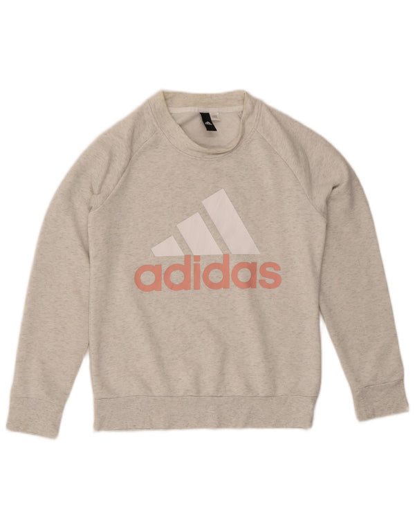 Женский свитер с рисунком Adidas UK 8, маленький серый в крапинку