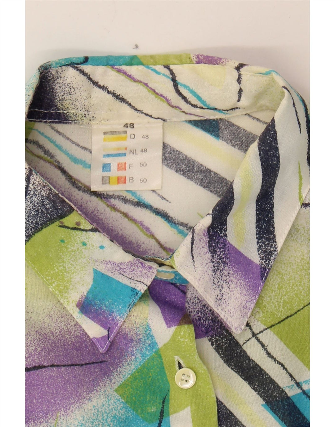 VINTAGE Womens Abstract Pattern Shirt IT 48 XL Multicoloured Polyester 80s Vintage Vintage and Second-Hand Vintage from Messina Hembry 