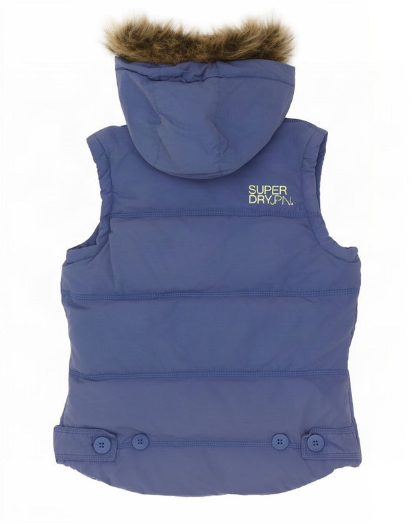 Женский утепленный жилет с капюшоном Superdry UK 6 XS, синий хлопок