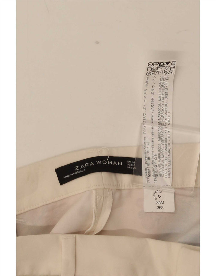 Zara Женские повседневные брюки Bootcut Medium W28 L32 Белый полиэстер с цветочным принтом