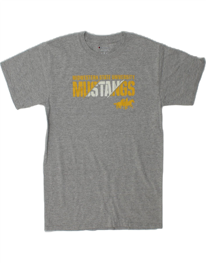 CHAMPION Mens Mustangs Graphic T-Shirt Top Small Grey Cotton Vintage Champion and Second-Hand Champion from Messina Hembry 