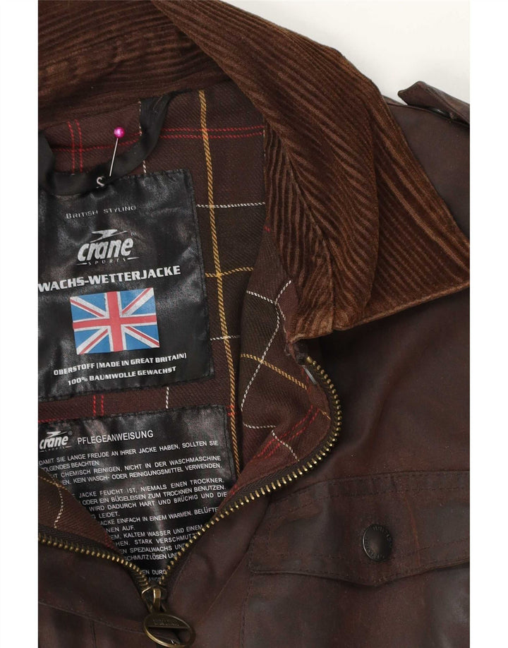 Женская вощеная куртка в стиле милитари Crane UK 10, маленькая, коричневая