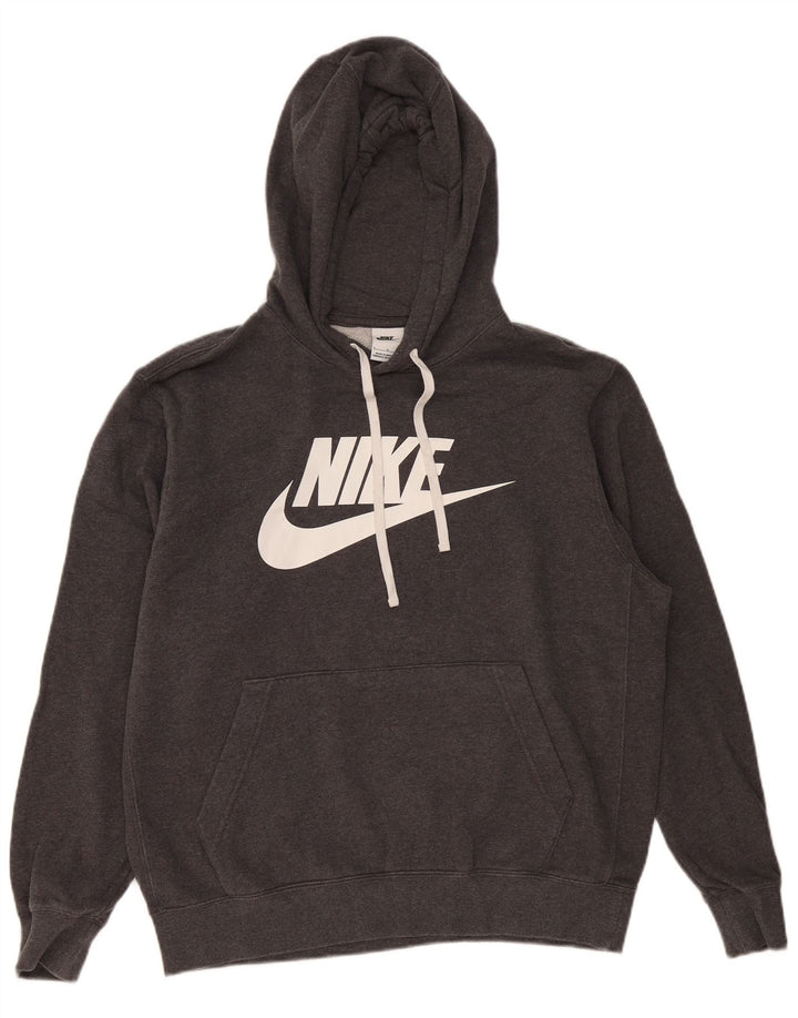 Мужской джемпер с капюшоном с графическим рисунком Nike, большой размер, серый, хлопковый