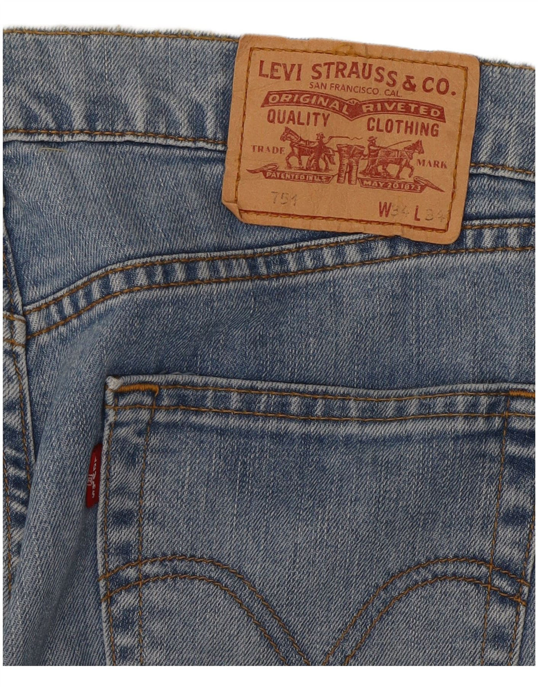 Мужские прямые джинсы Levi's 751 W34 L30 синие, хлопок