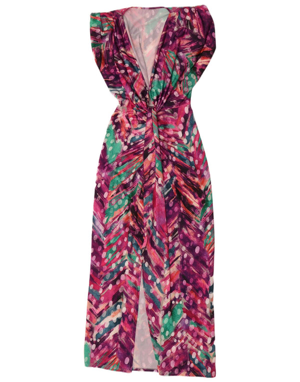 Vintage Womens Abstract Pattern Sheath Dress UK 12 Medium Multicoloured