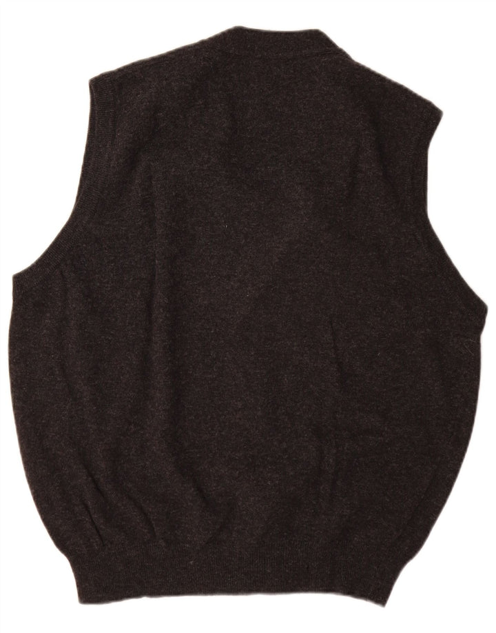 Мужской кардиган без рукавов Benetton, средний серый из натуральной шерсти