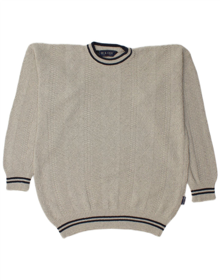 VINTAGE Мужской джемпер с круглым вырезом, свитер XL, серый хлопок