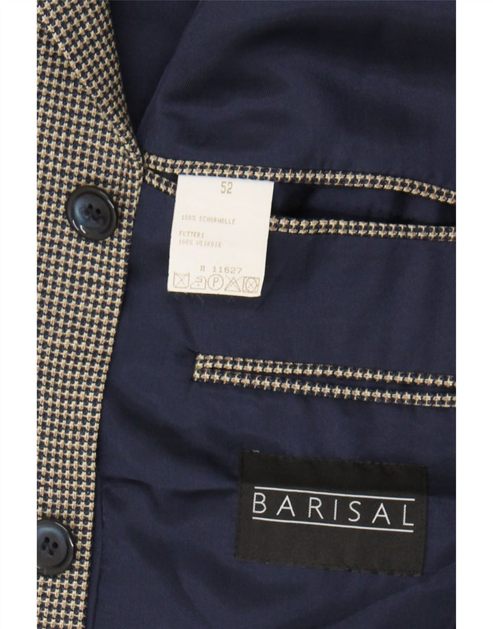 BARISAL Mens 3 Button Blazer Jacket IT 52 XL Beige Check Wool Vintage Barisal and Second-Hand Barisal from Messina Hembry 