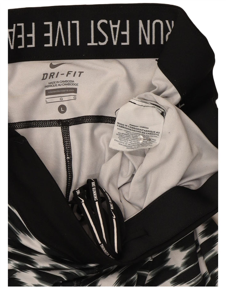 Женские леггинсы Nike Dri Fit, большие черные полиэстер с геометрическим рисунком