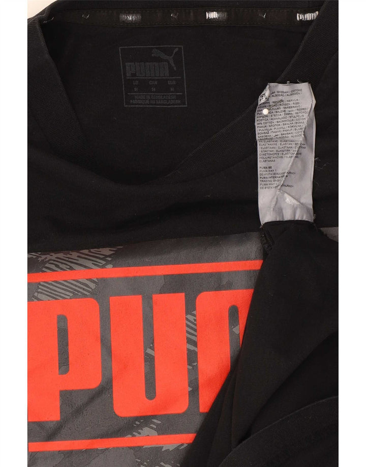 Мужская футболка с рисунком Puma, черный хлопок, средний размер