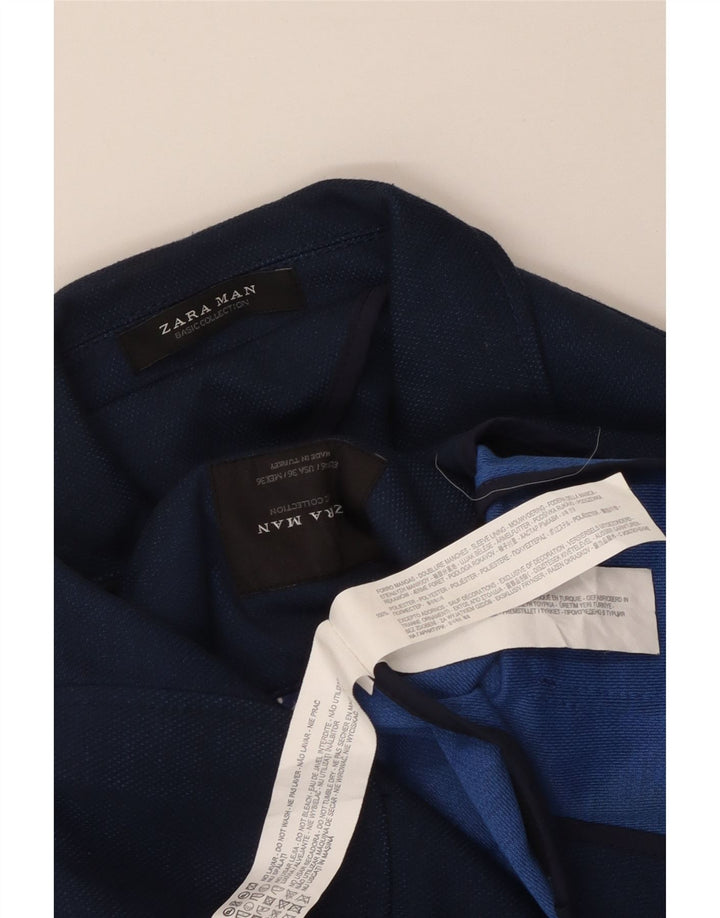 Мужской пиджак Zara на 2 пуговицах EU 46, маленький темно-синий, полиэстер