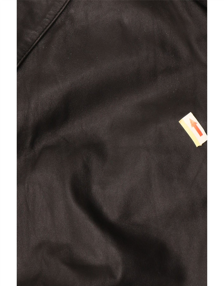 Мужское кожаное пальто EU 50, большое черное кожаное