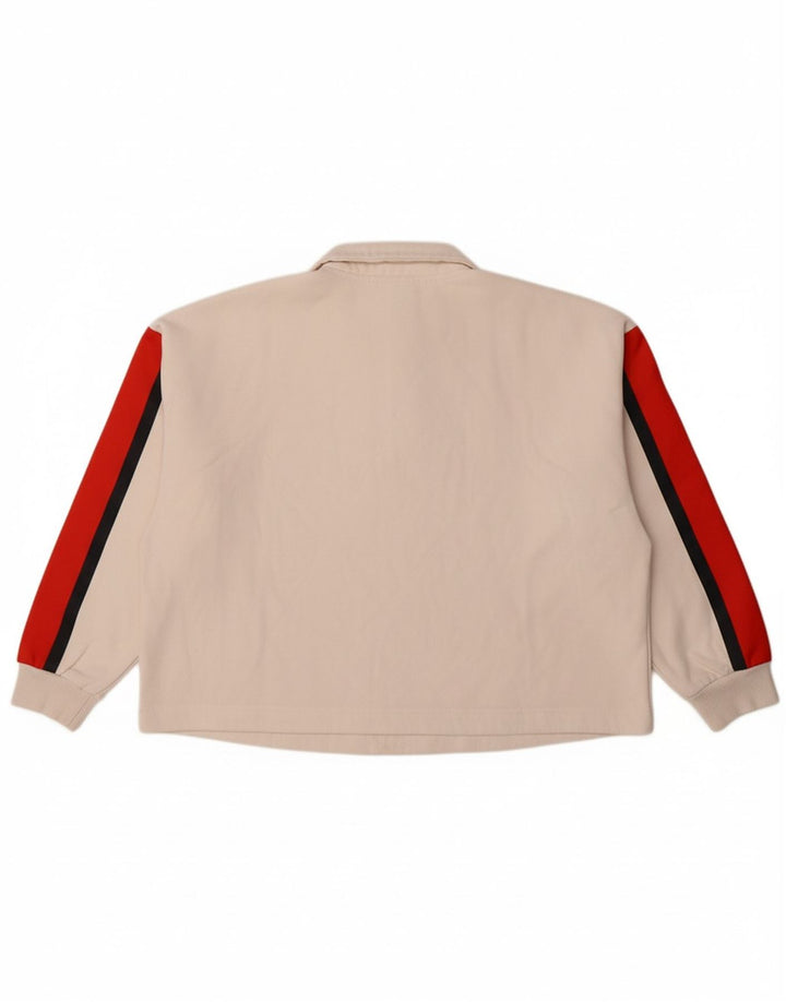 ADIDAS Womens Sweatshirt Jumper UK 12/14 Medium Off White Colourblock