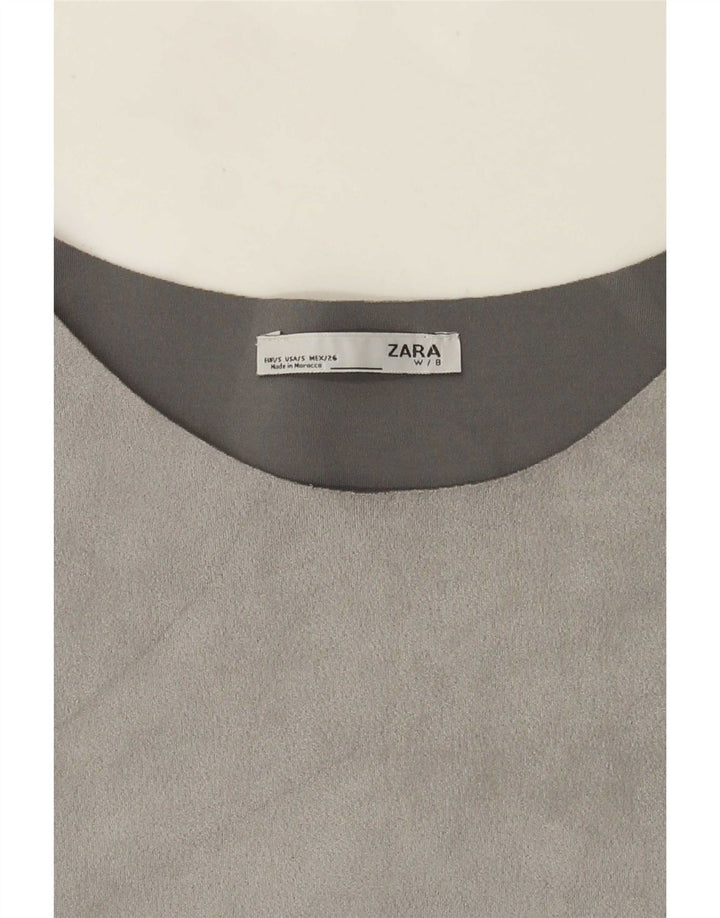 Женская блузка Zara Top UK 10, маленькая, серая, цветной блок