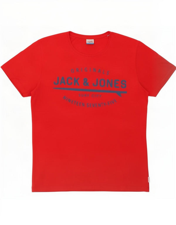 Мужская футболка с рисунком Jack & Jones Top XL, красный хлопок