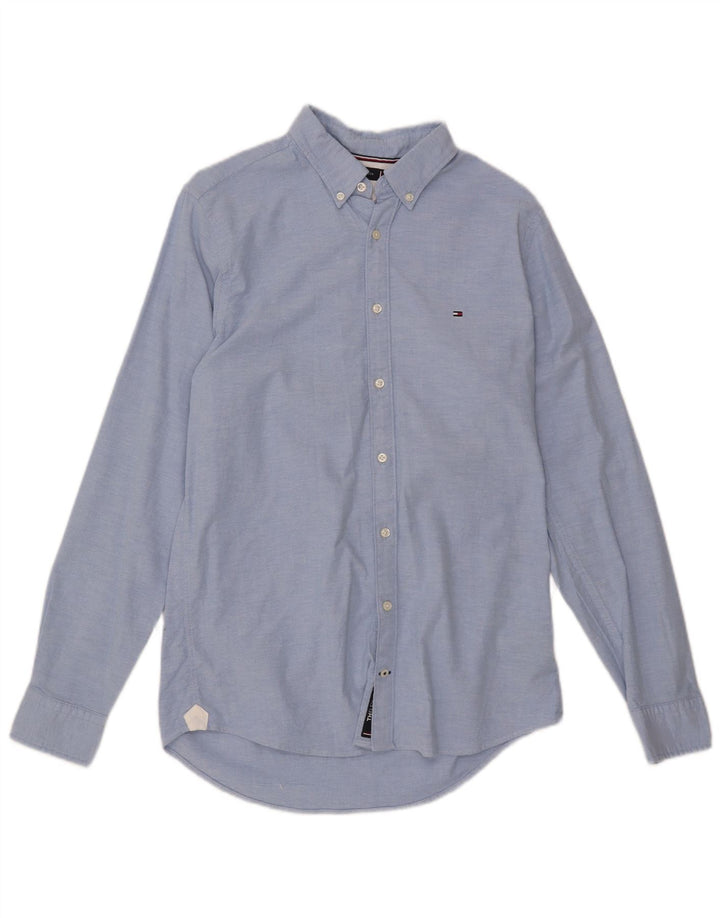 TOMMY HILFIGER Мужская рубашка приталенного кроя из хлопка среднего синего цвета