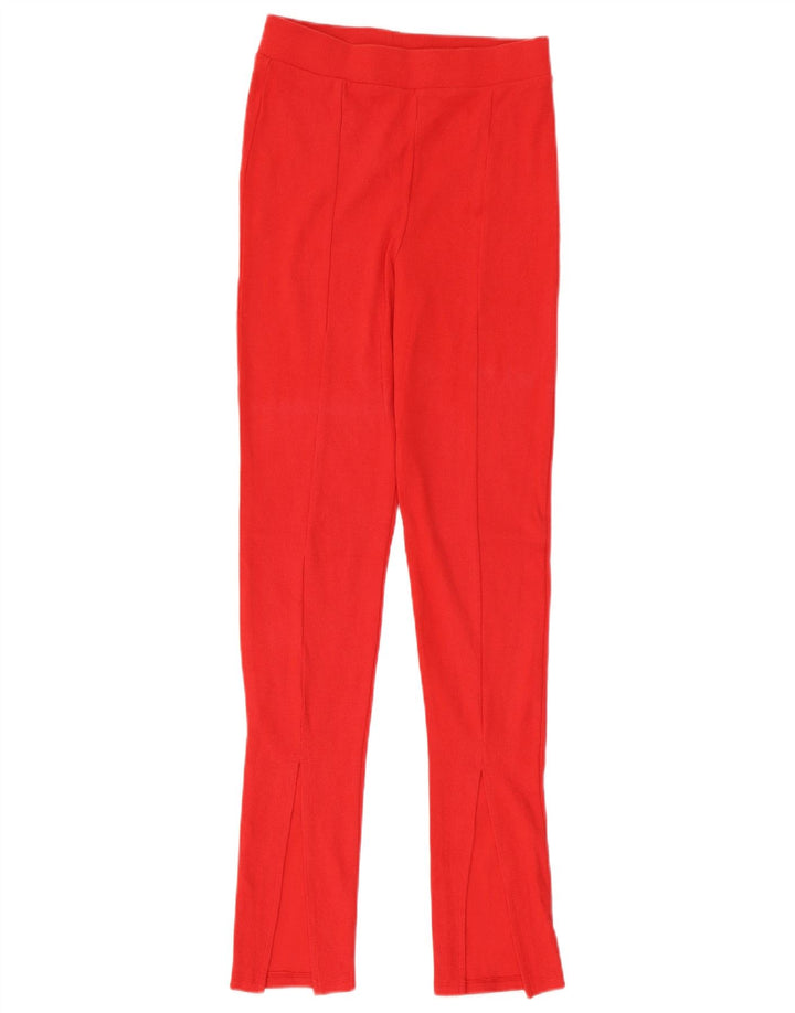 Женские леггинсы Zara UK 12, хлопковые, среднего красного цвета