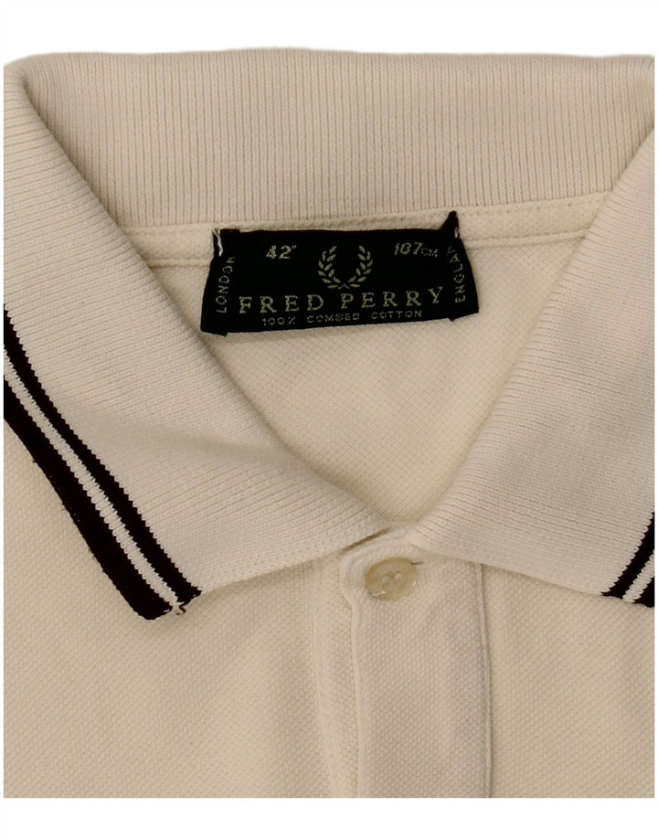 Мужская рубашка поло Fred Perry среднего размера, белый хлопок