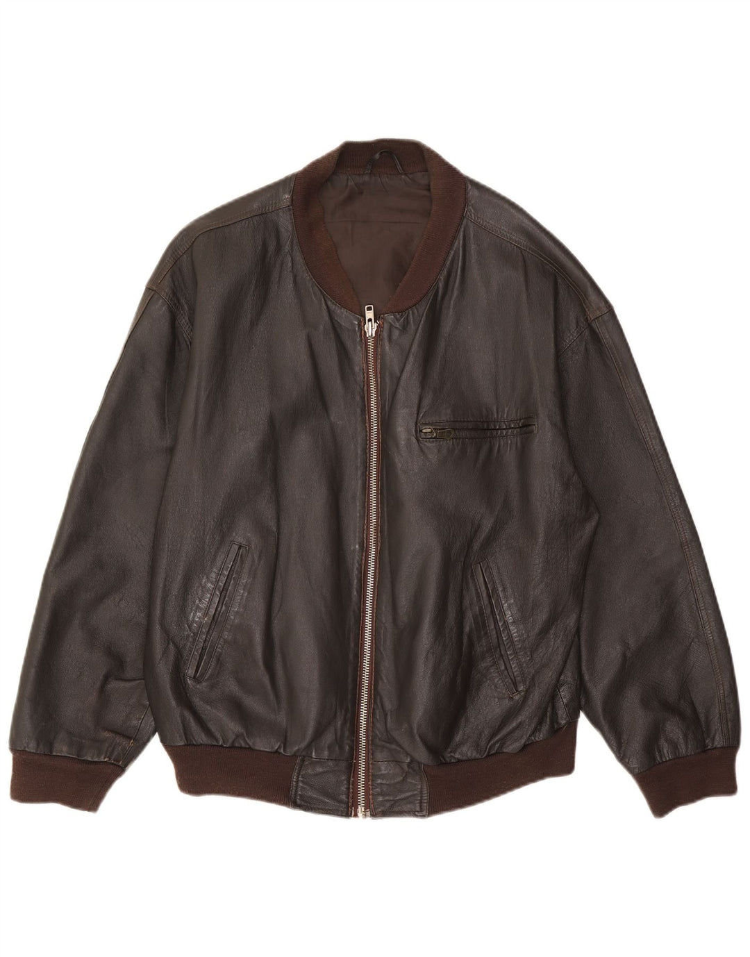 Мужская кожаная куртка свободного кроя VINTAGE UK 36 маленькая коричневая кожа