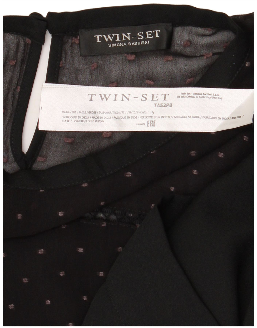 Simona Barbieri Женская блузка-двойка Топ UK 10 Маленький Черный Пятнистый