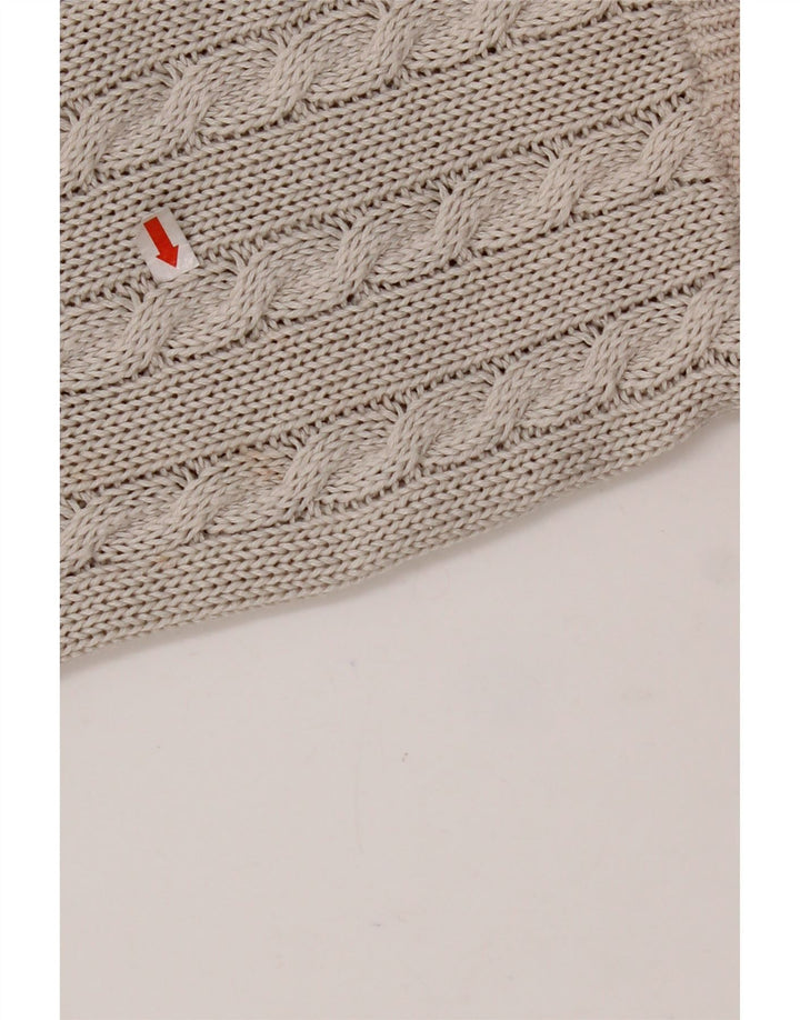 ВИНТАЖНЫЙ женский джемпер с круглым вырезом, Великобритания 14, средний серый хлопок с жаккардовым узором