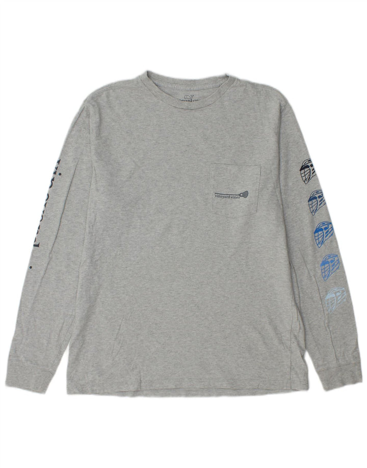 VINEYARD VINES Мужской топ с рисунком, длинный рукав, маленький серый хлопок