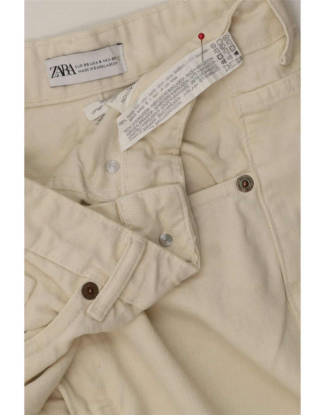Женские джинсовые шорты Zara EU 38 Small W28 Off White Cotton