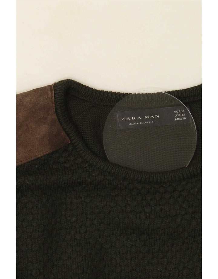 Мужской джемпер с круглым вырезом Zara, средний зеленый цветных блоков