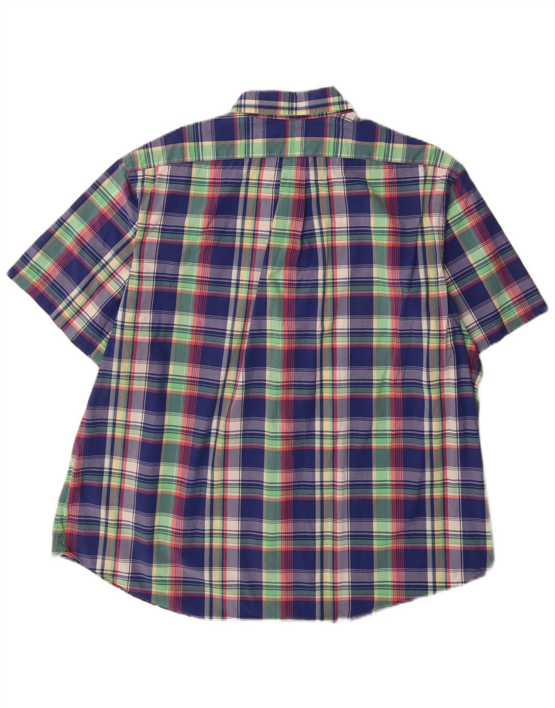 Мужская рубашка с коротким рукавом Ralph Lauren 2XL, синяя клетка, хлопок