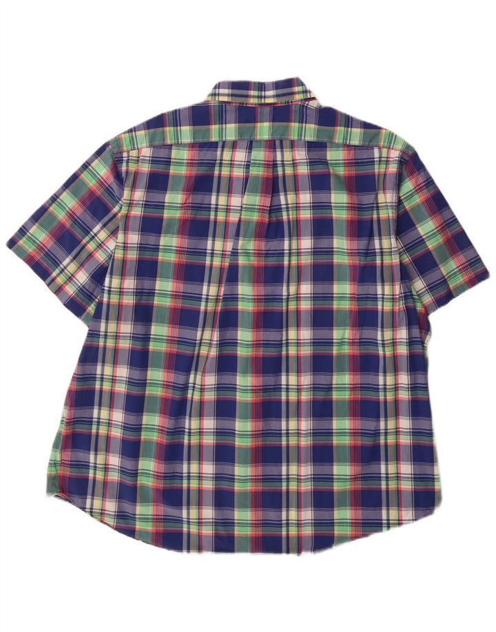 Мужская рубашка с коротким рукавом Ralph Lauren 2XL, синяя клетка, хлопок