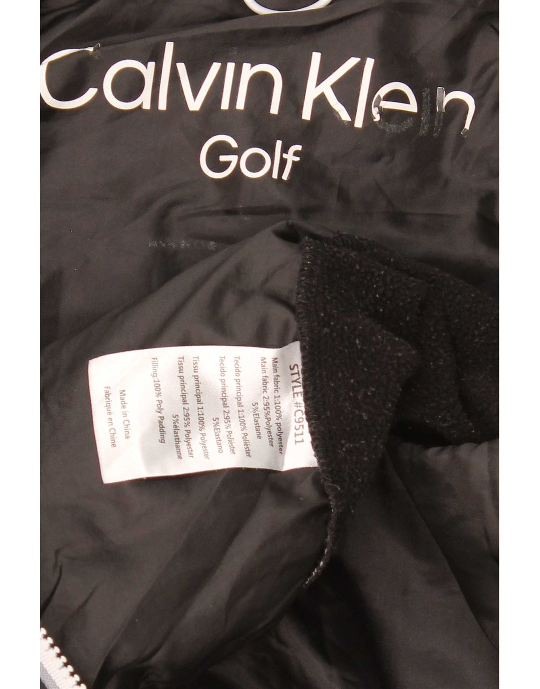 Мужская утепленная куртка для гольфа Calvin Klein UK 38, средний черный полиэстер