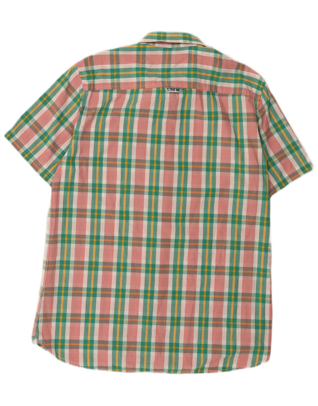 Crew Clothing Мужская рубашка с коротким рукавом, средний зеленый цвет в клетку, хлопок