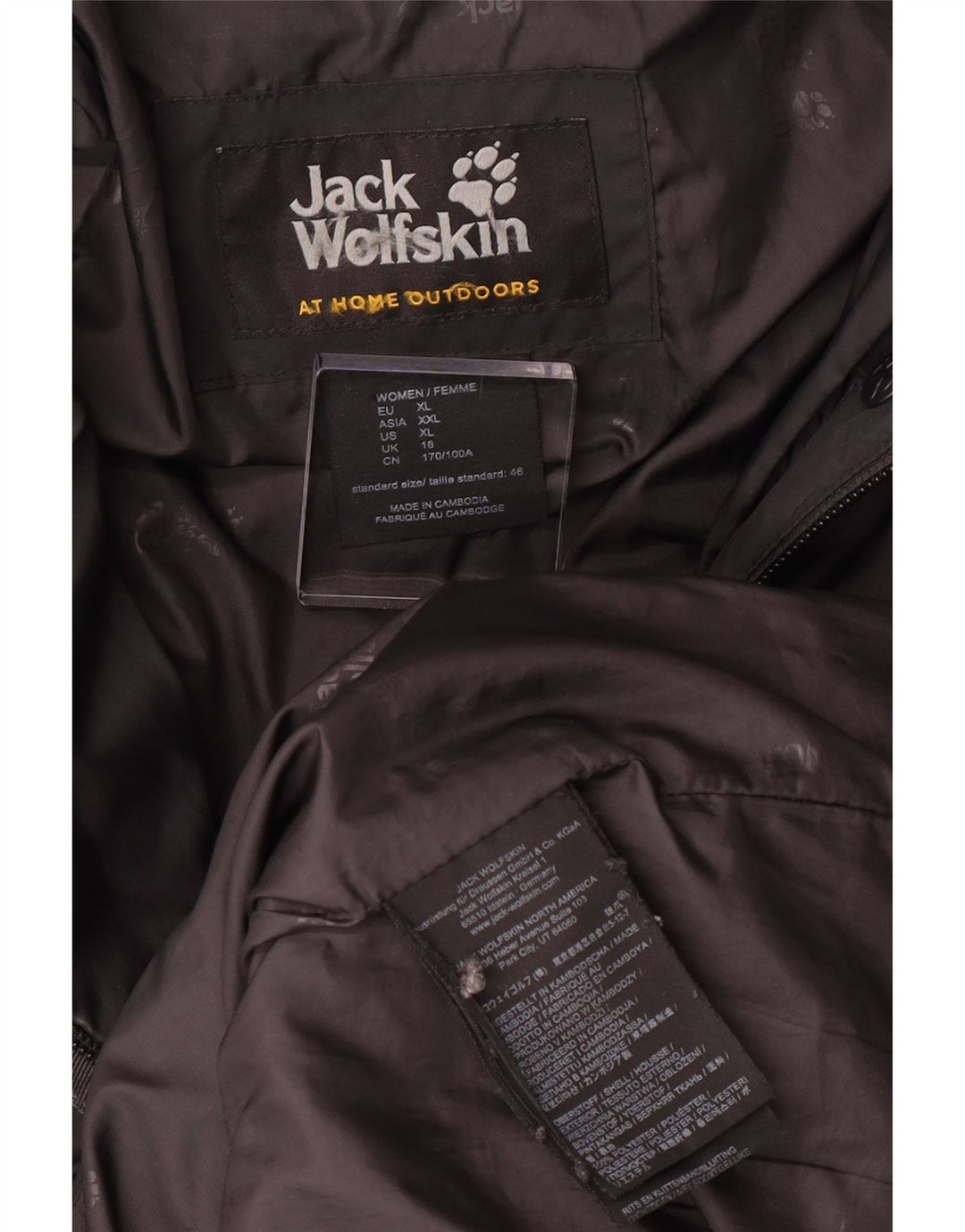 Женское стеганое пальто с капюшоном Jack Wolfskin UK 18 XL, серый полиэстер