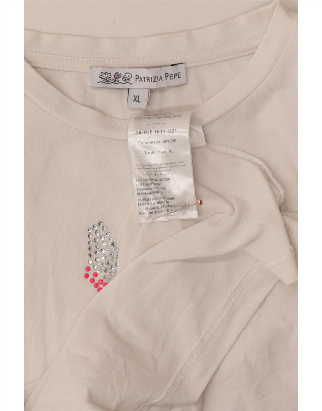 PATRIZIA PEPE Топ с рисунком для девочек, длинный рукав, 7–8 лет, размер XL, белый хлопок