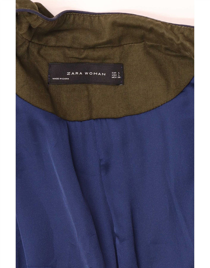 Женская открытая куртка в стиле милитари Zara UK 14, большая зеленая