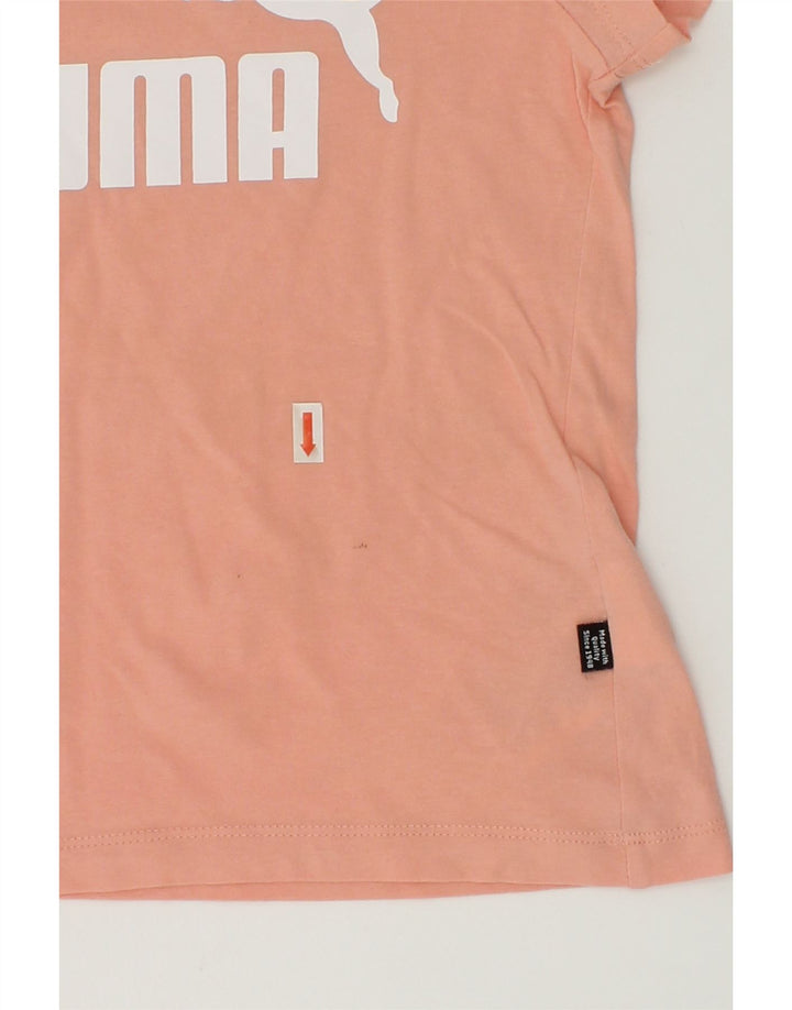 PUMA Girls Graphic T-Shirt Top 7-8 Years Beige Cotton | Vintage Puma | Thrift | Second-Hand Puma | Used Clothing | Messina Hembry 