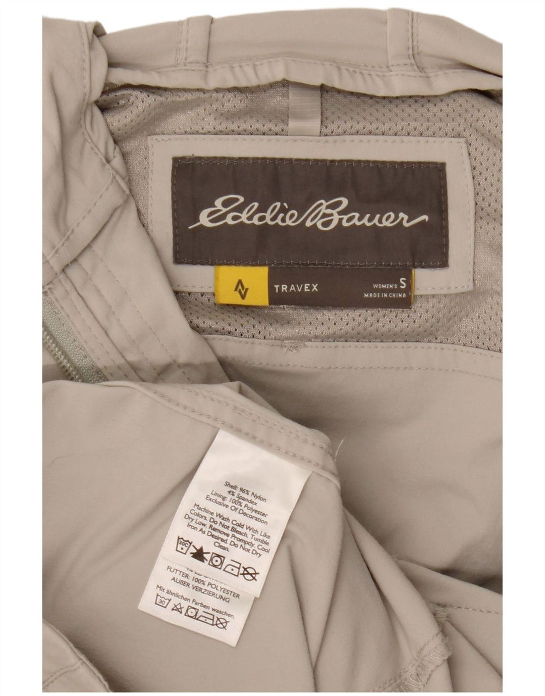 Женская куртка EDDIE BAUER с капюшоном UK 10, маленькая, бежевый, нейлон