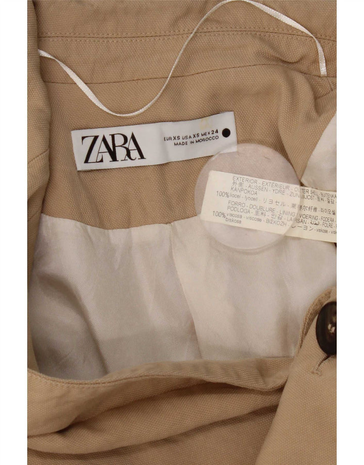 Женский пиджак Zara на 1 пуговице UK 6 XS Бежевый лиоцелл