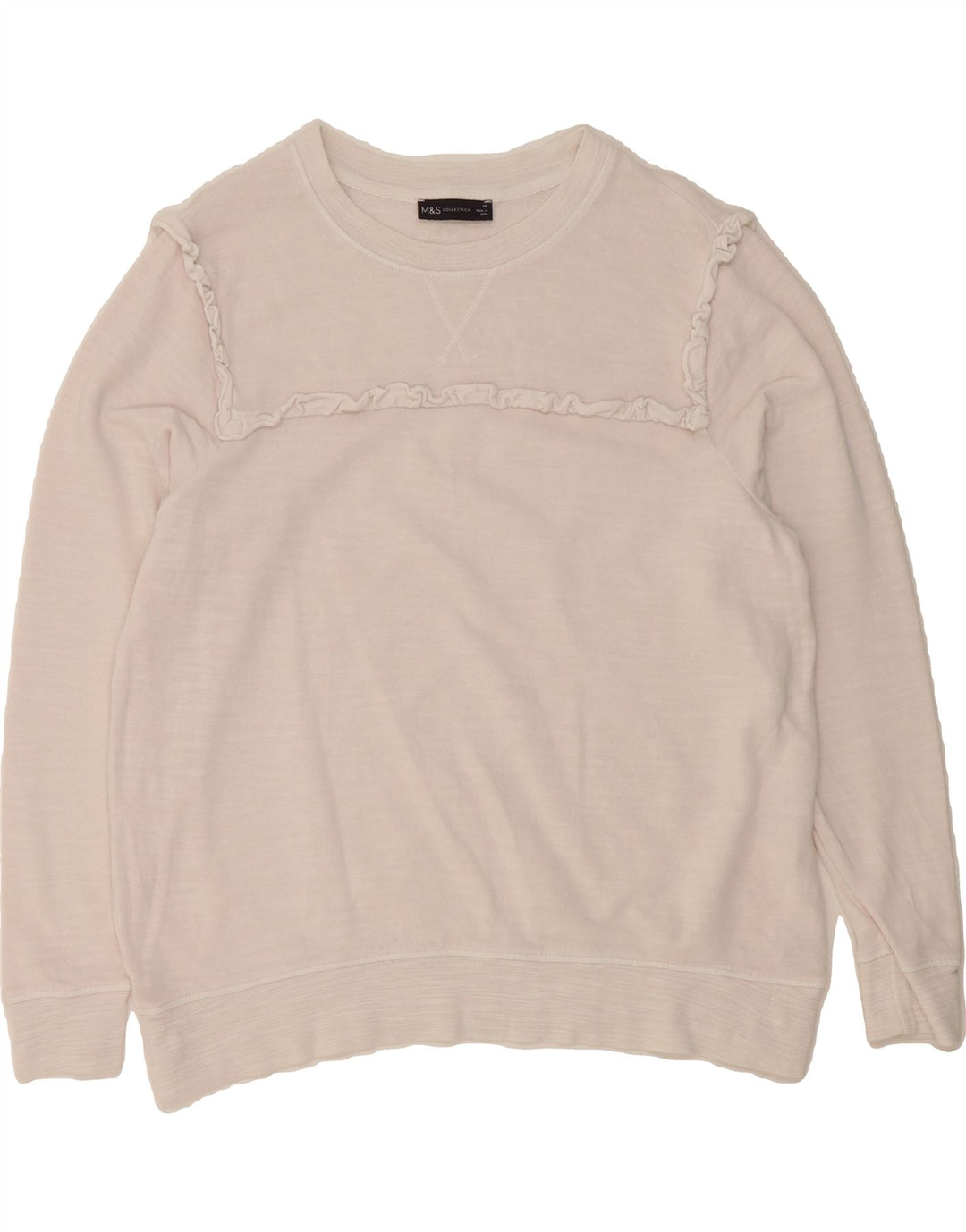 MARKS & SPENCER Womens Sweatshirt Jumper UK 14 Medium Off White Cotton Vintage Marks & Spencer and Second-Hand Marks & Spencer from Messina Hembry 