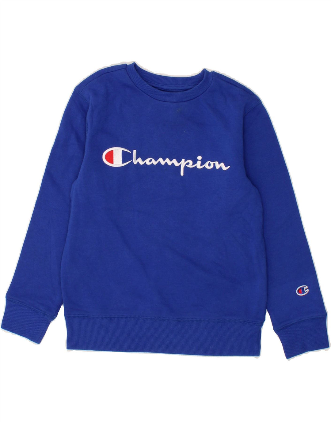 CHAMPION Boys Graphic Sweatshirt Jumper 7-8 Years Small  Blue Cotton Vintage Champion and Second-Hand Champion from Messina Hembry 