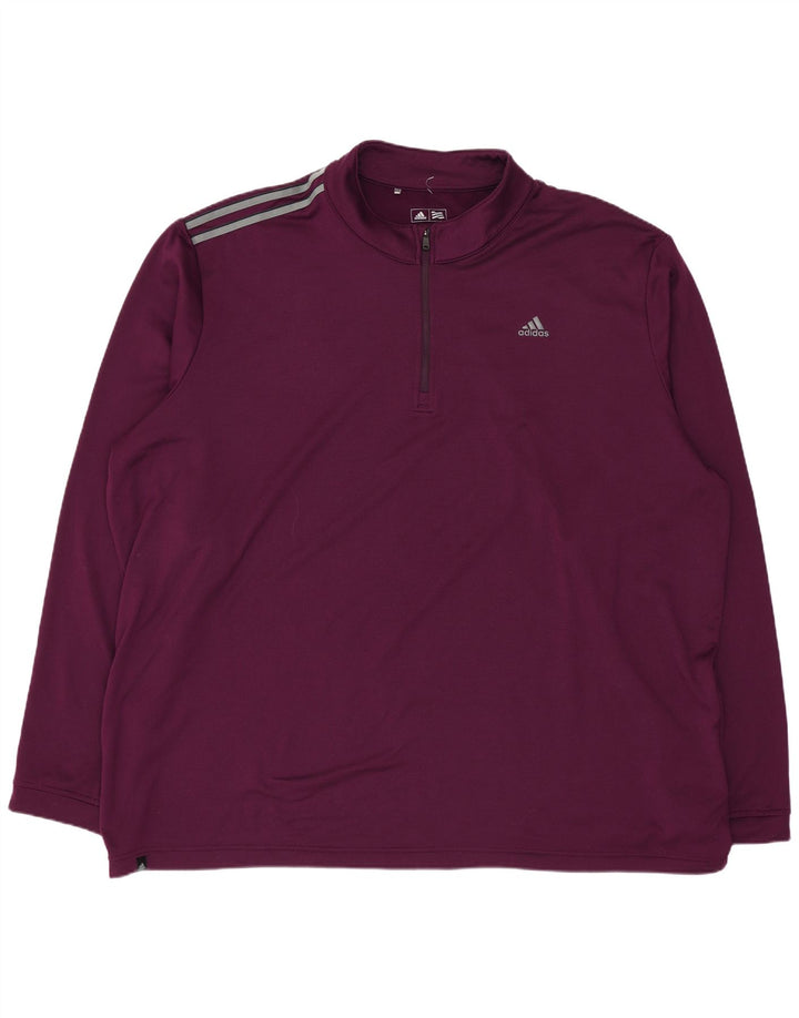 Мужской пуловер Adidas с воротником на молнии, спортивный костюм 2XL, фиолетовый полиэстер