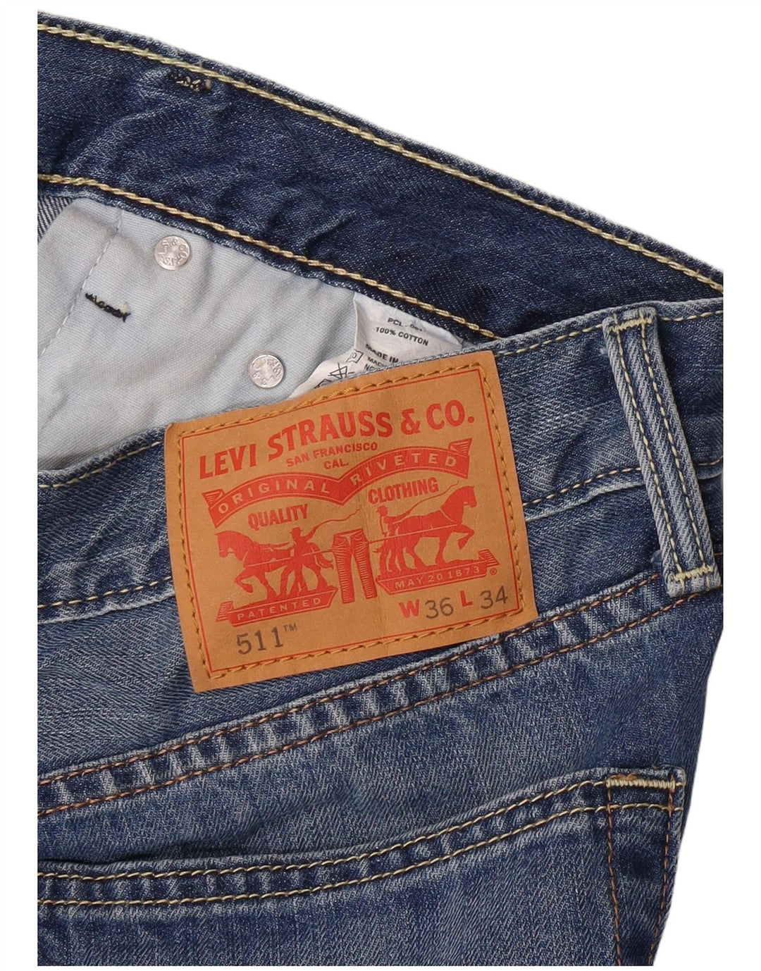 Мужские джинсы Levi's Slim 511 W36 L34 синие, хлопок
