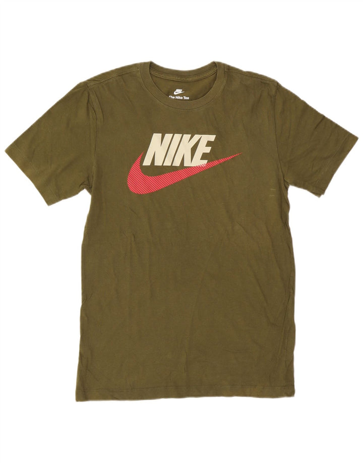 Мужская футболка с рисунком Nike, маленький размер, цвет хаки, хлопок