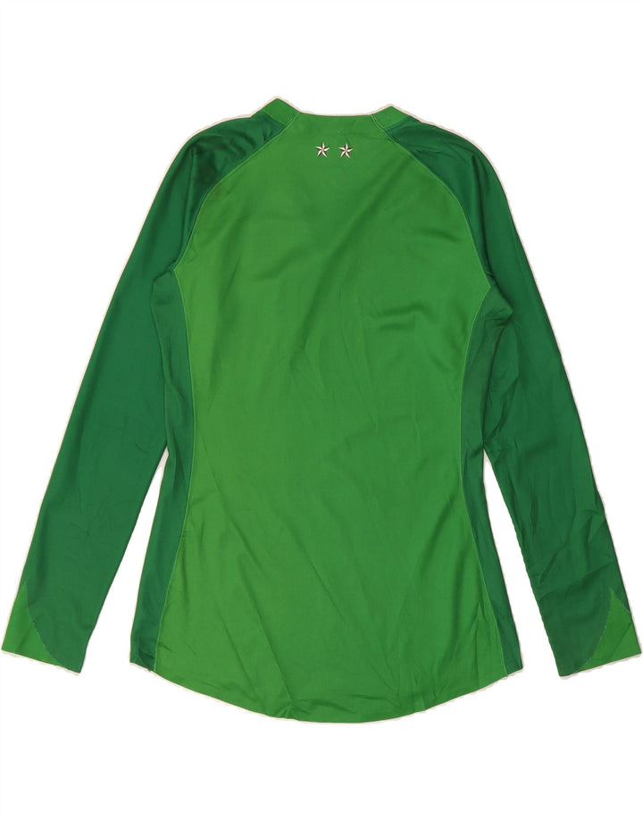 NIKE Womens Graphic Top Long Sleeve UK 14 Medium Green Colourblock Vintage Nike and Second-Hand Nike from Messina Hembry 