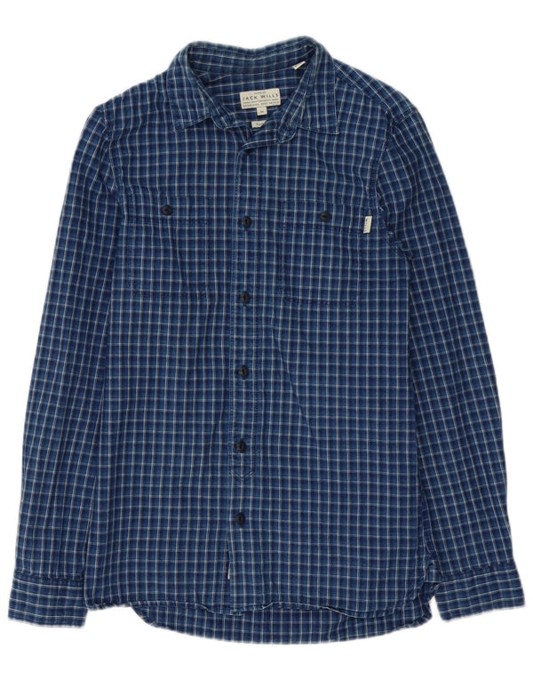 Мужская фланелевая рубашка классического кроя Jack Wills XS, темно-синяя клетка, хлопок