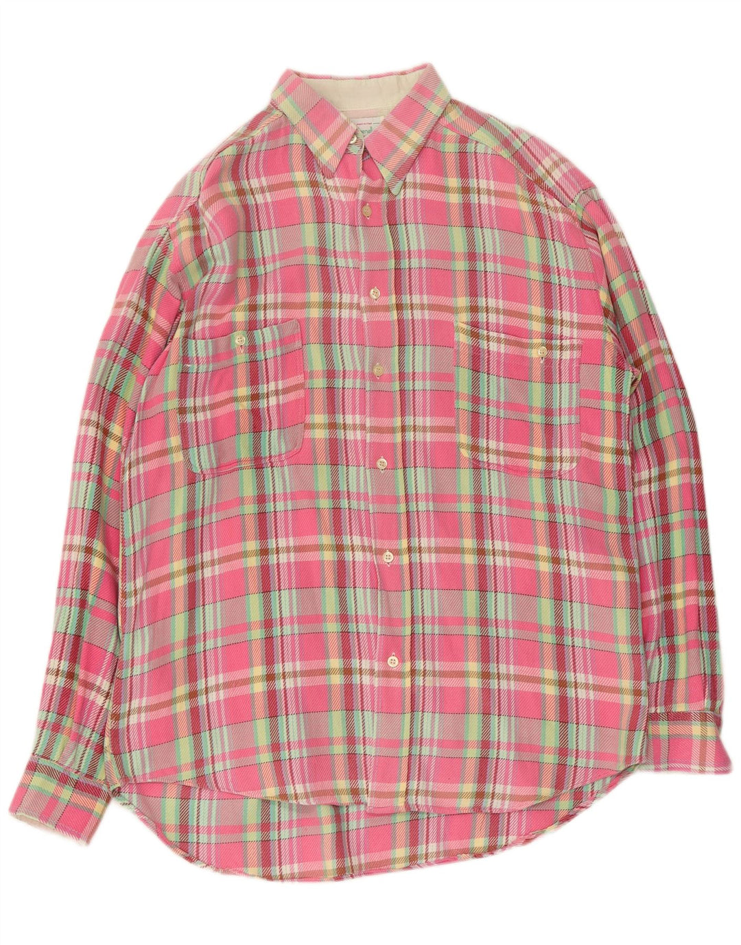 Мужская фланелевая рубашка Benetton, большая розовая клетка, хлопок