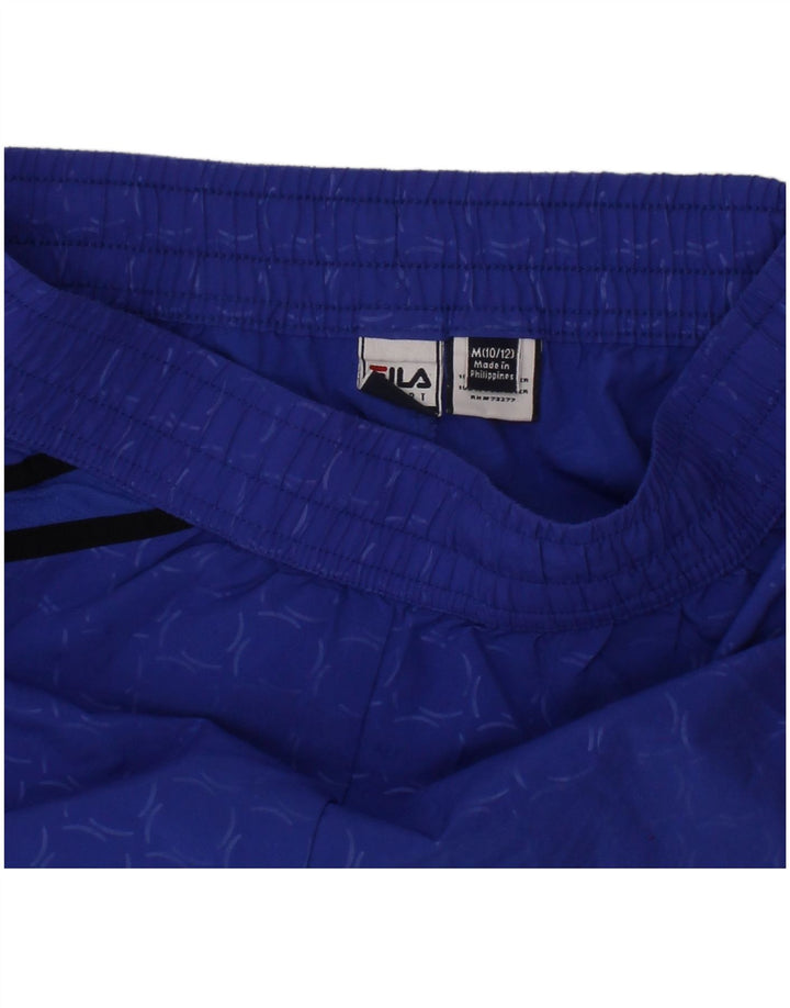 Спортивные шорты FILA для девочек 10–11 лет, средний синий, полиэстер с геометрическим рисунком