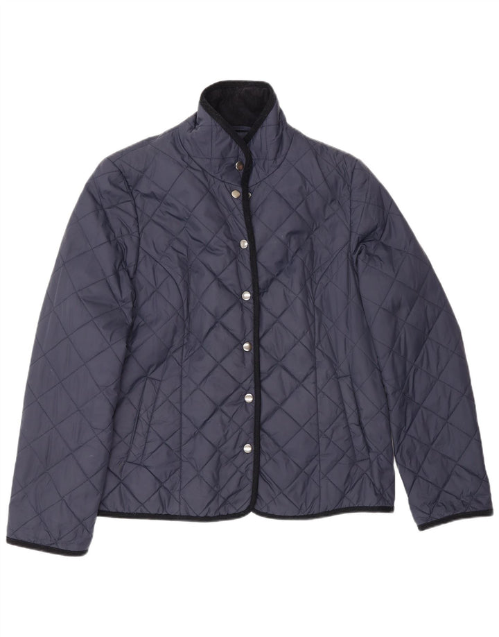 Женская стеганая куртка Jaeger UK 14, средний темно-синий полиэстер