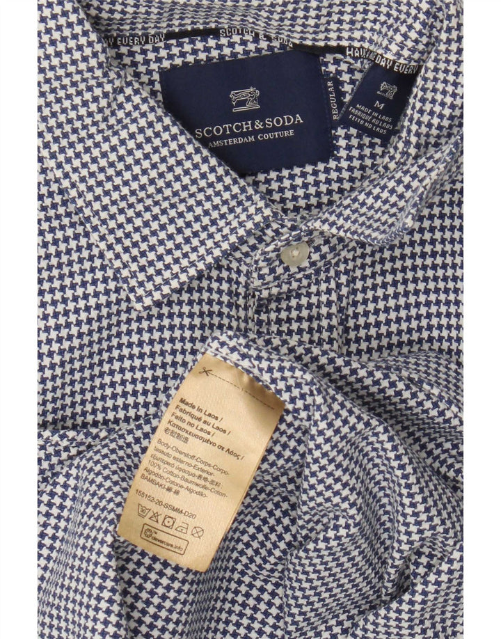 Мужская рубашка Scotch & Soda из хлопка синего цвета с узором «гусиные лапки»