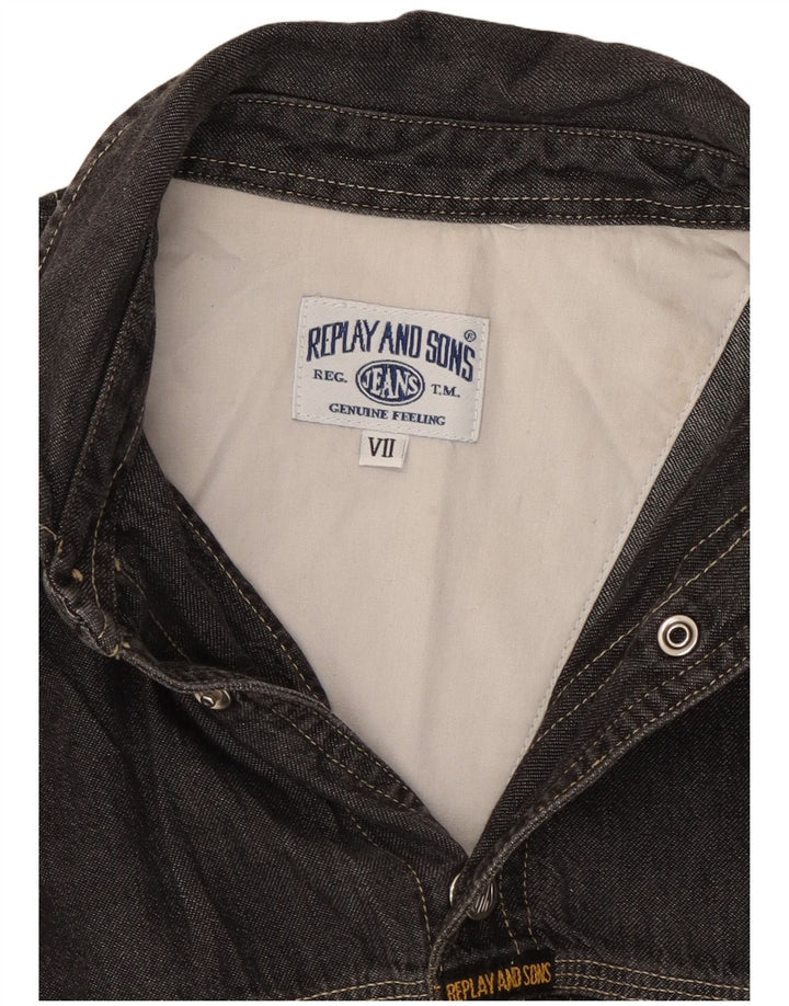 Мужская джинсовая рубашка Replay, маленькая серая, хлопок